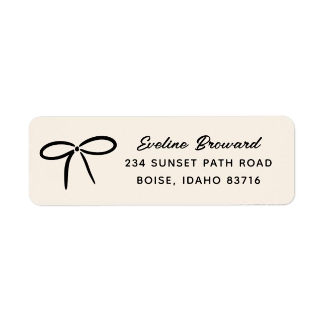 Black Simple Bow Return Address Label (Vorne)