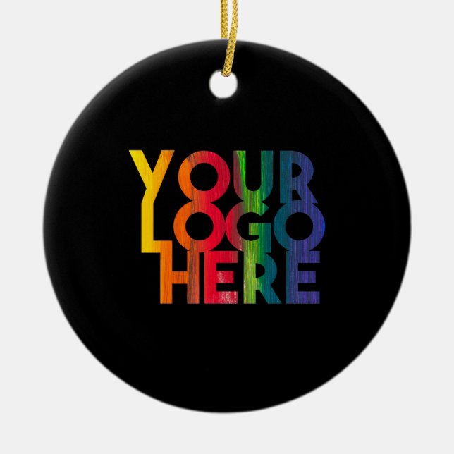 Black Simple Business Logo Weihnachten feierlich Keramik Ornament (Vorne)
