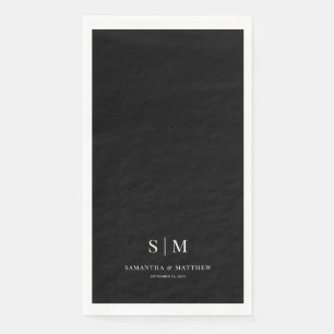 Black Simple Couple Initials Wedding Serviette