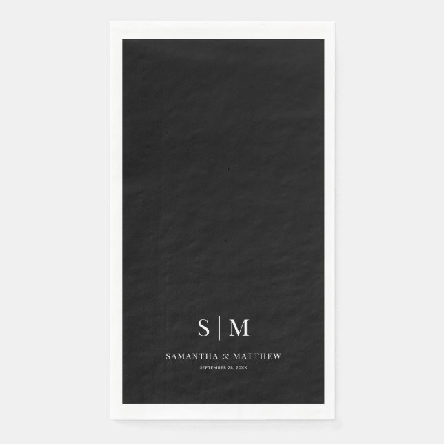 Black Simple Couple Initials Wedding Serviette (Vorderseite)