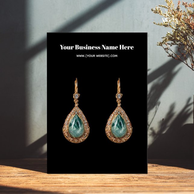 Black Simple Custom Earring Business Card (Von Creator hochgeladen)