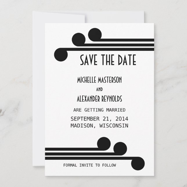 Black Simple Deko Chic Save the Date einladen Einladung (Vorderseite)