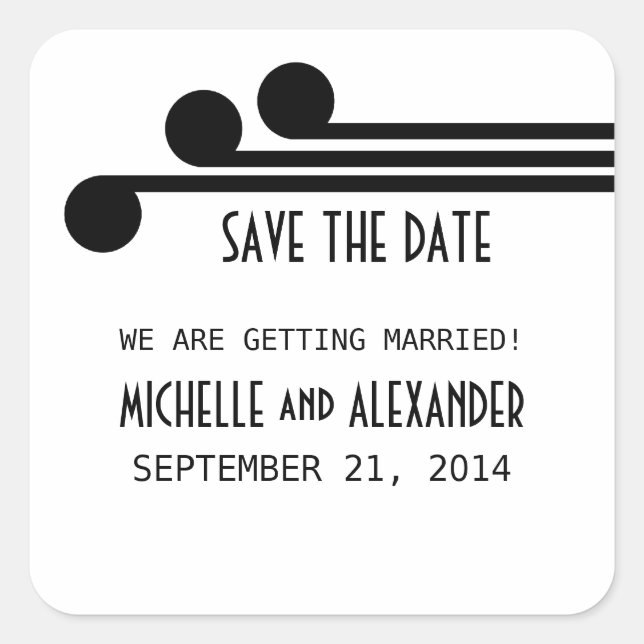 Black Simple Deko Chic Save the Date Stickers (Vorderseite)