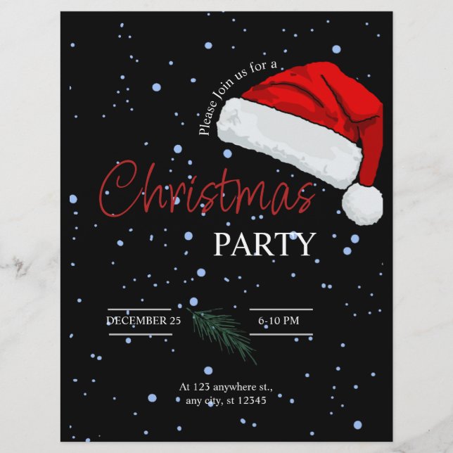 Black Simple Family Christmas Party Einladung Flyer (Vorne)
