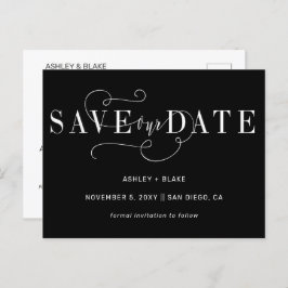 Black Simple Handwriting Calligraphy Save the Date Ankündigungspostkarte