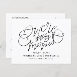 Black Simple Handwriting Calligraphy Save the Date Ankündigungspostkarte
