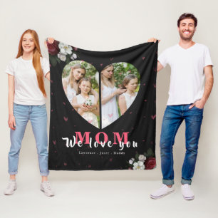 Black Simple Heart Shaped Gift für Muttertag Fleecedecke