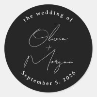 Black Simple Minimalistisch Script Calligraphy Wed