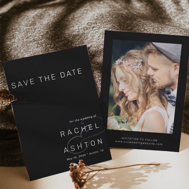 Black Simple Minimalistisch Wedding Foto Save The Date (Von Creator hochgeladen)