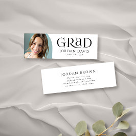 Black Simple Modern Arch Foto Graduate Name Card Telefonnummerkarte