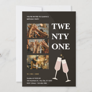 Black Simple Modern Birthday Invitation Einladung