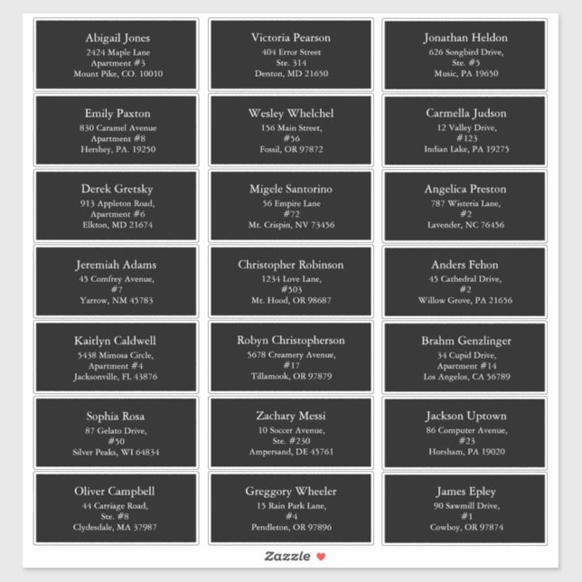 Black Simple Modern Christmas Guest Address Aufkleber (Blatt)