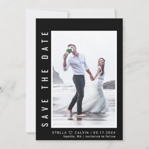 Black Simple & Modern Foto Wedding Save The Date