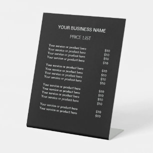 Black Simple Modern Price List Pedestal Sign Sockelschild