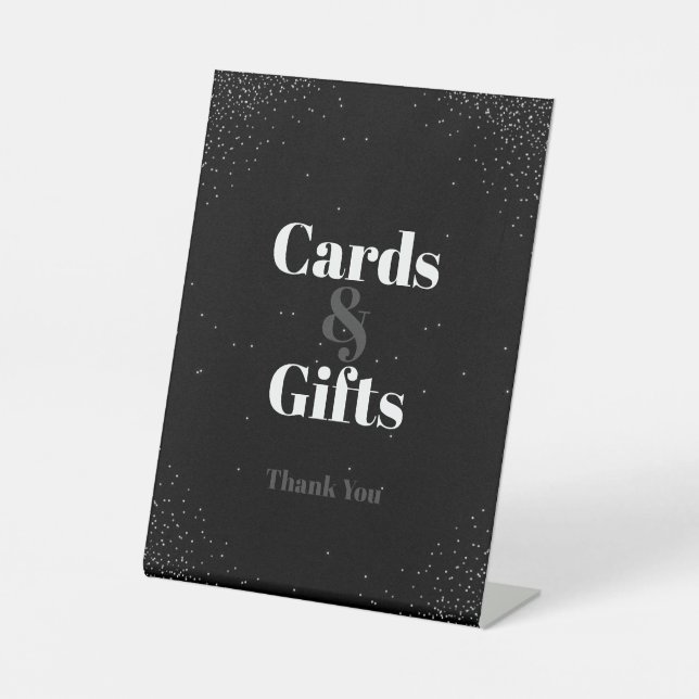 Black Simple Night Sky Hochzeitkarten und Geschenk Sockelschild (Vorderseite)