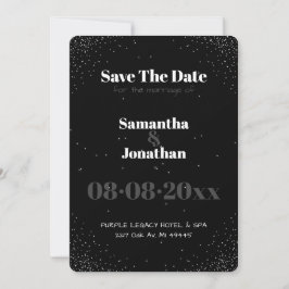 Black Simple Night Sky Wedding Save the Date Einladung