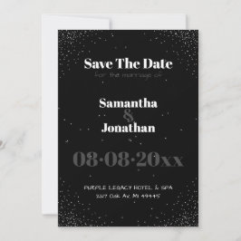 Black Simple Night Sky Wedding Save the Date Einladung