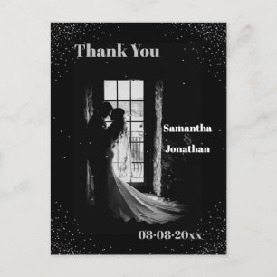 Black Simple Night Sky Wedding Vielen Dank Postkarte