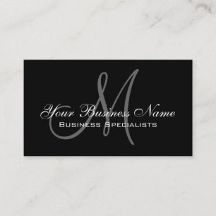 Black Simple Schlicht Monogram Business Card Visitenkarte