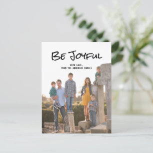 Black Simple Script Be Joyful Foto Postcard Postkarte