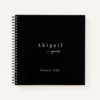 Black Simple Script Moderner Luxus Beruflich Notizbuch