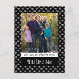 Black Simple Snowflake Holiday Foto Postcard Feiertagspostkarte
