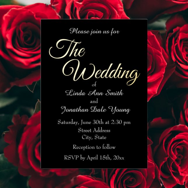 Black Simple Style Wedding Folieneinladung (In Situ Wedding)