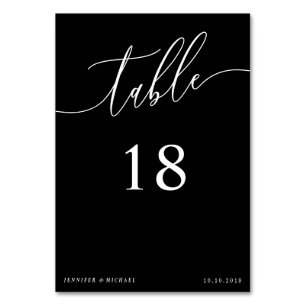 Black Simple Wedding Calligraphy Sitzplatz Tischnummer