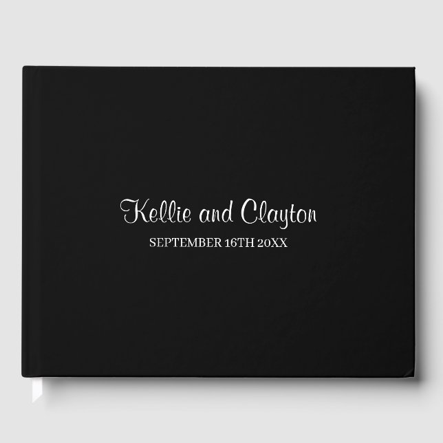 Black Simple Wedding Guest Book Gästebuch (Vorderseite)