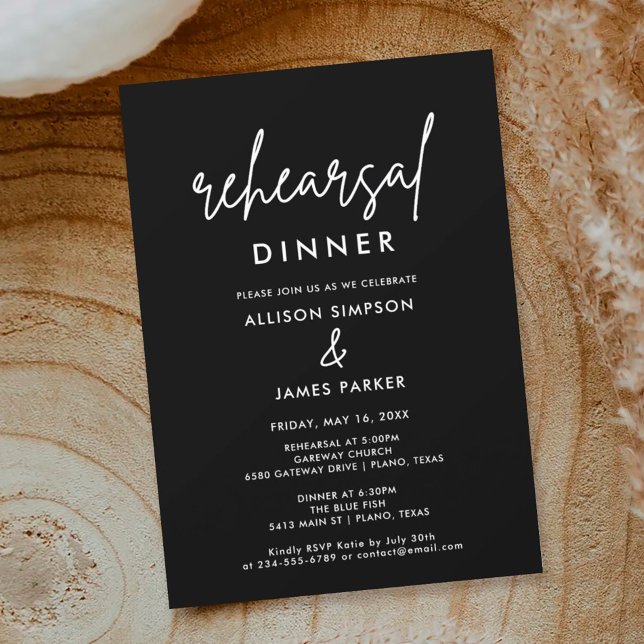 Black Simple Wedding Probe Dinner Einladung (Von Creator hochgeladen)