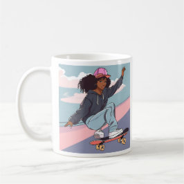Black Skater Girl Stretched Canvas Print Kaffeetasse