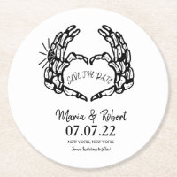 Black Skeleton Hand Heart Wedding Rings Doodle Inv
