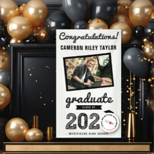 Black Sketch 2025 Glückwunschs Foto Graduation Par Banner