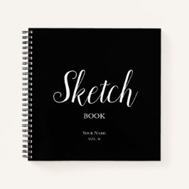 Black Sketch Book mit Personalisiertem Notebook Notizbuch