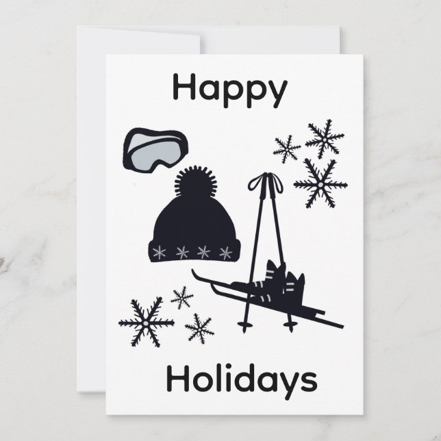 Black ski & winter designs  feiertagskarte (Vorderseite)