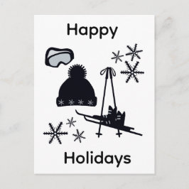 Black ski & winter designs  postkarte