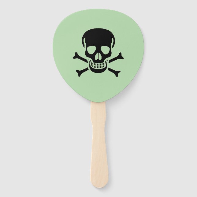 Black Skull Green Paddle-Fans Fächer (Vorderseite)