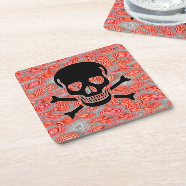 Black Skull Lava Papier trinken Coaster Rechteckiger Pappuntersetzer (angewinkelt)