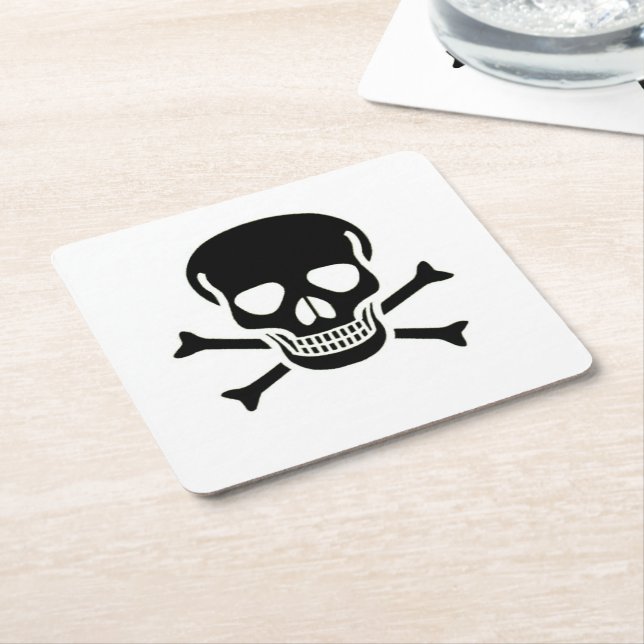 Black Skull Papier Drink Coaster Rechteckiger Pappuntersetzer (angewinkelt)