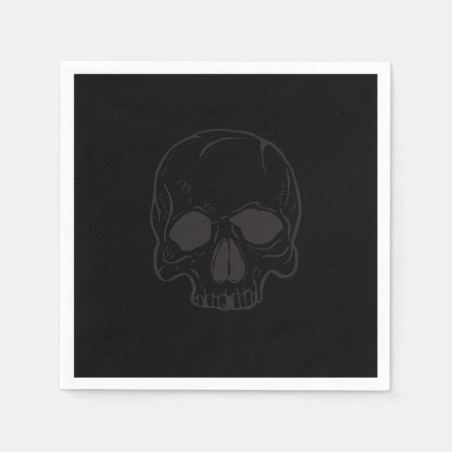 Black Skull Rock Star Cool Black Birthday Party Serviette (Vorderseite)