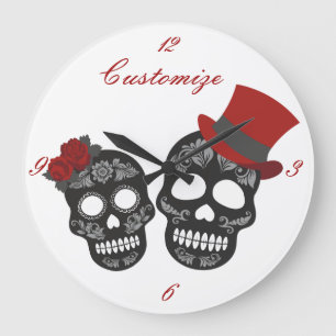 Black skulls Duo Thunder_Cove Große Wanduhr