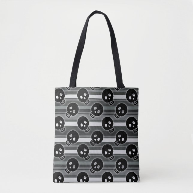 Black Skulls on Black White Stripe Pattern (Vorderseite)