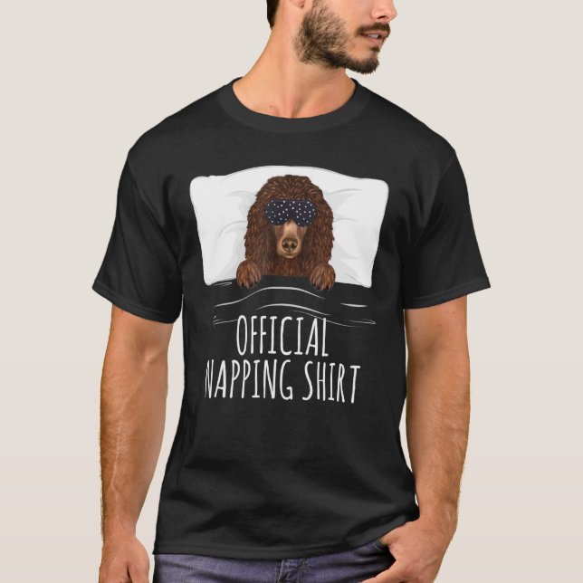 Black Sleep Mask Irish Water Spaniel Offiziell Nap T-Shirt (Vorderseite)