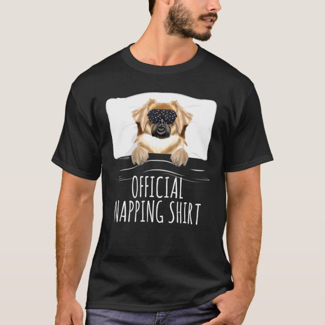 Black Sleep Mask Tibetan Spaniel Official Napping T-Shirt (Vorderseite)