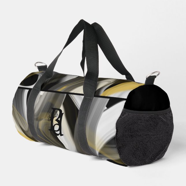 Black Small Duffel Bag Trend Abstrakt White Gold Duffle Bag (Rechte Ecke)