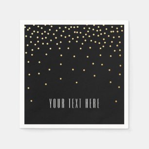 Black & Small Gold Foil Confetti Hochzeit Napkins Serviette