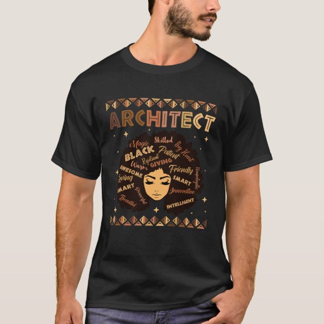Black Smart Architect Afro Hair Melanin African Am T-Shirt (Vorderseite)