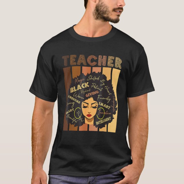 Black Smart Teacher Afro Liebe Melanin African Ame T-Shirt (Vorderseite)