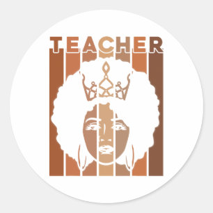 Black Smart Teacher Afro Liebe Melanin Black Histo Runder Aufkleber