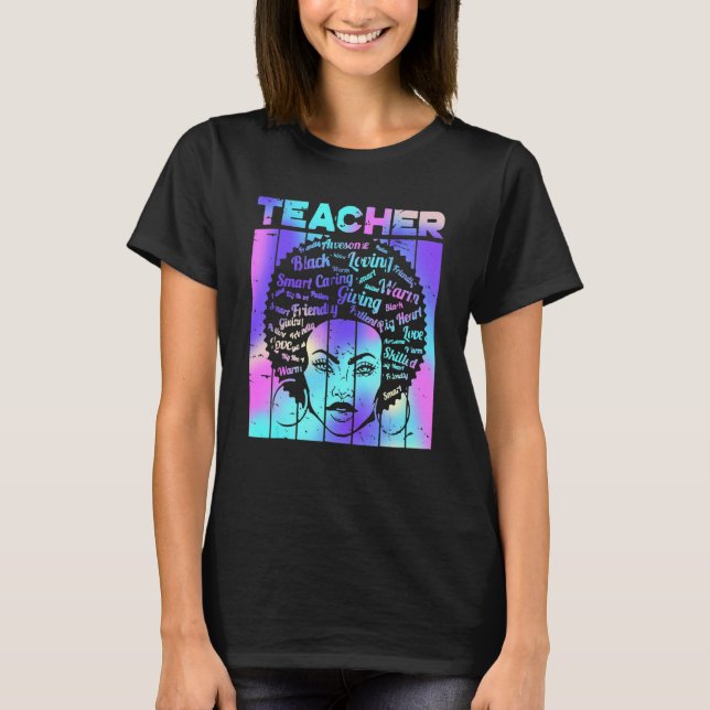 Black Smart Teacher Afro Love Melanin African Amer T-Shirt (Vorderseite)